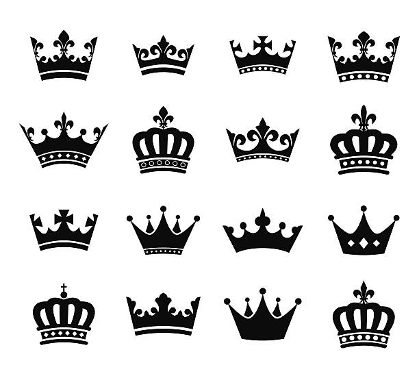 sammlung von krone symbole vol.2 silhouette - krone kopfbedeckung stock-grafiken, -clipart, -cartoons und -symbole