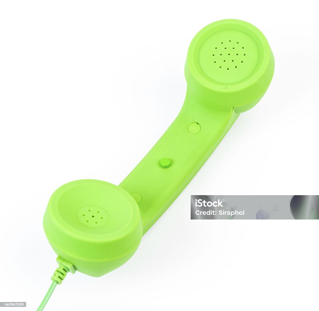 Telephone Green telephone on isolated white background Blue Stock Photo