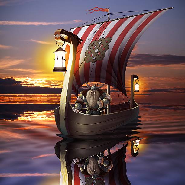 Viking boat in the sea