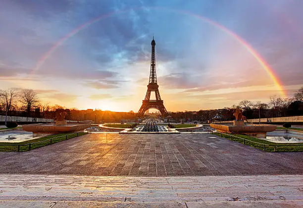 Photo of Rainbow over Eiffel tower, Paris