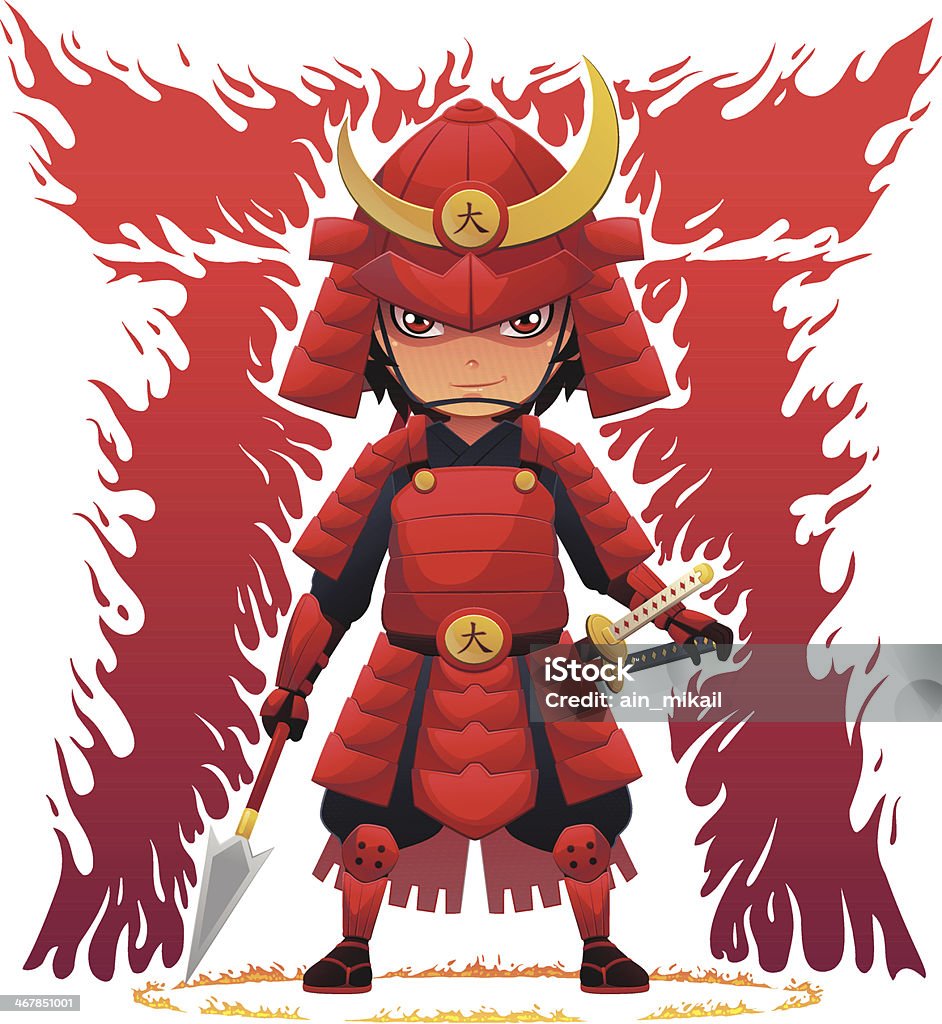 Red Armor Samurai Stock Illustration - Download Image Now - Samurai, Cartoon,  Helmet - iStock