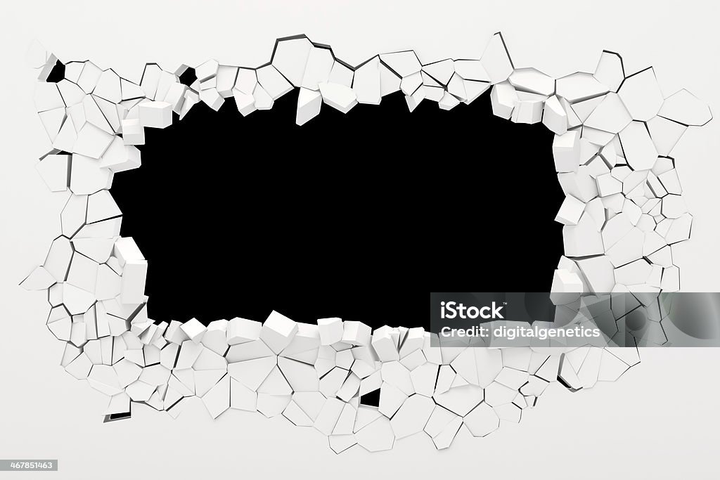 3d wall destruction Breaking Stock Photo