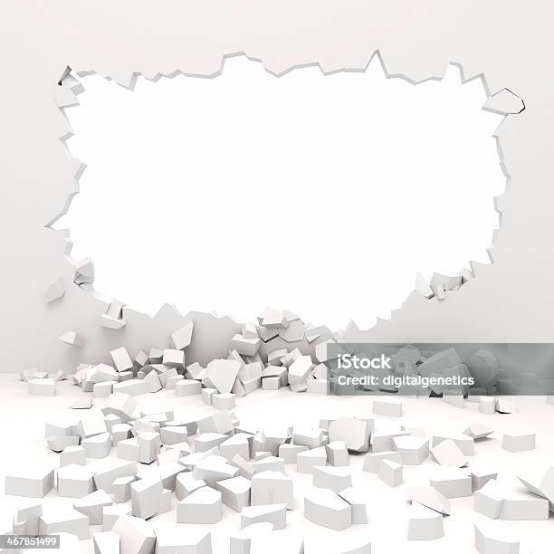 3d Wall Destruction Stock Photo - Download Image Now - Wall - Building Feature, Exploding, Hole