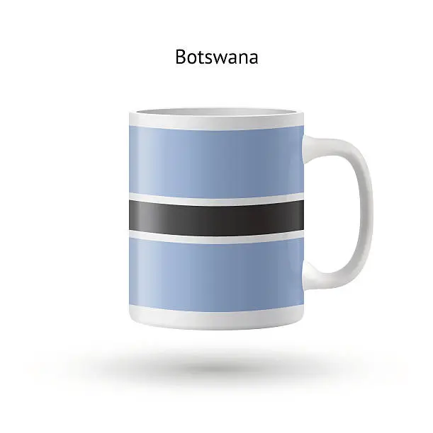 Vector illustration of Botswana flag souvenir mug on white background.