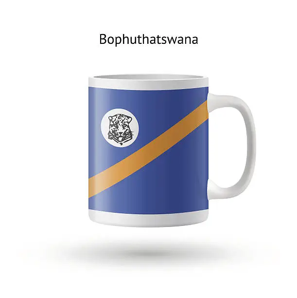 Vector illustration of Bophuthatswana flag souvenir mug on white background.