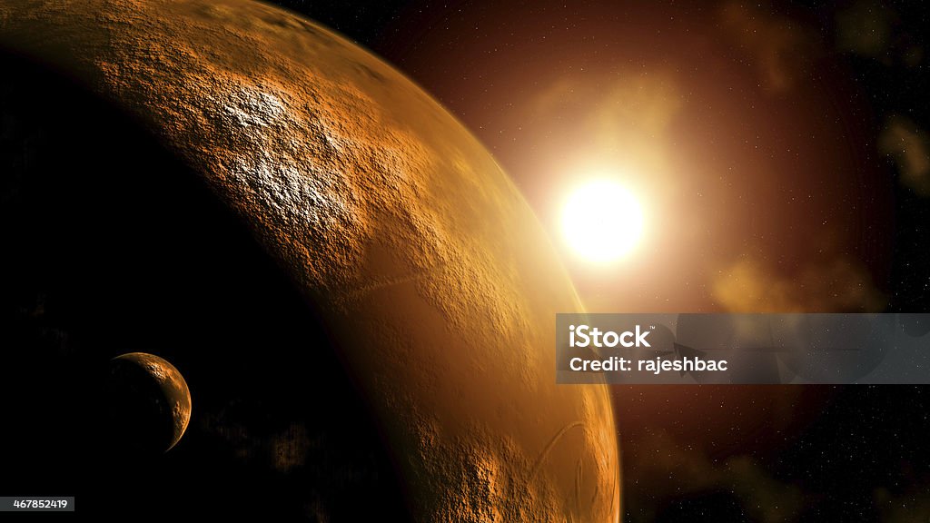 Planet Mars at sunrise High resolution rendered image of planet Mars at sunrise Mars - Planet Stock Photo