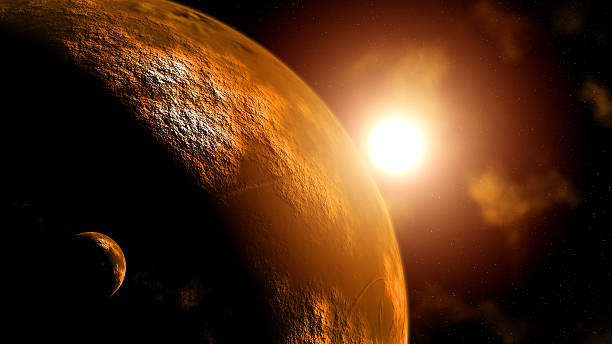 Planet Mars at sunrise High resolution rendered image of planet Mars at sunrise mars planet stock pictures, royalty-free photos & images