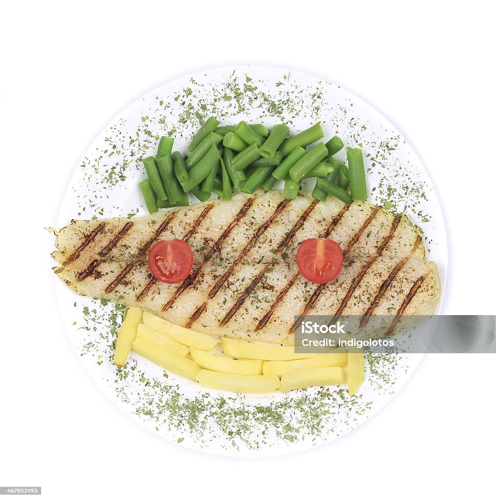 Pangasius Filete grelhado com legumes. - Royalty-free Alimentação Saudável Foto de stock