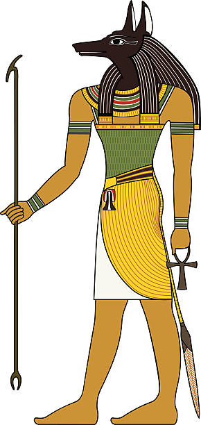 anubis, pusta rysunek starożytnego egiptu bóg - hieroglyphics egypt egyptian culture nefertiti stock illustrations