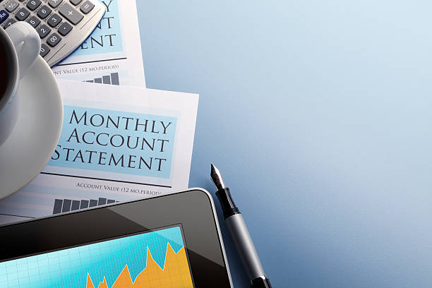 istock Account statement and stock market chart on digital tablet 467852934
