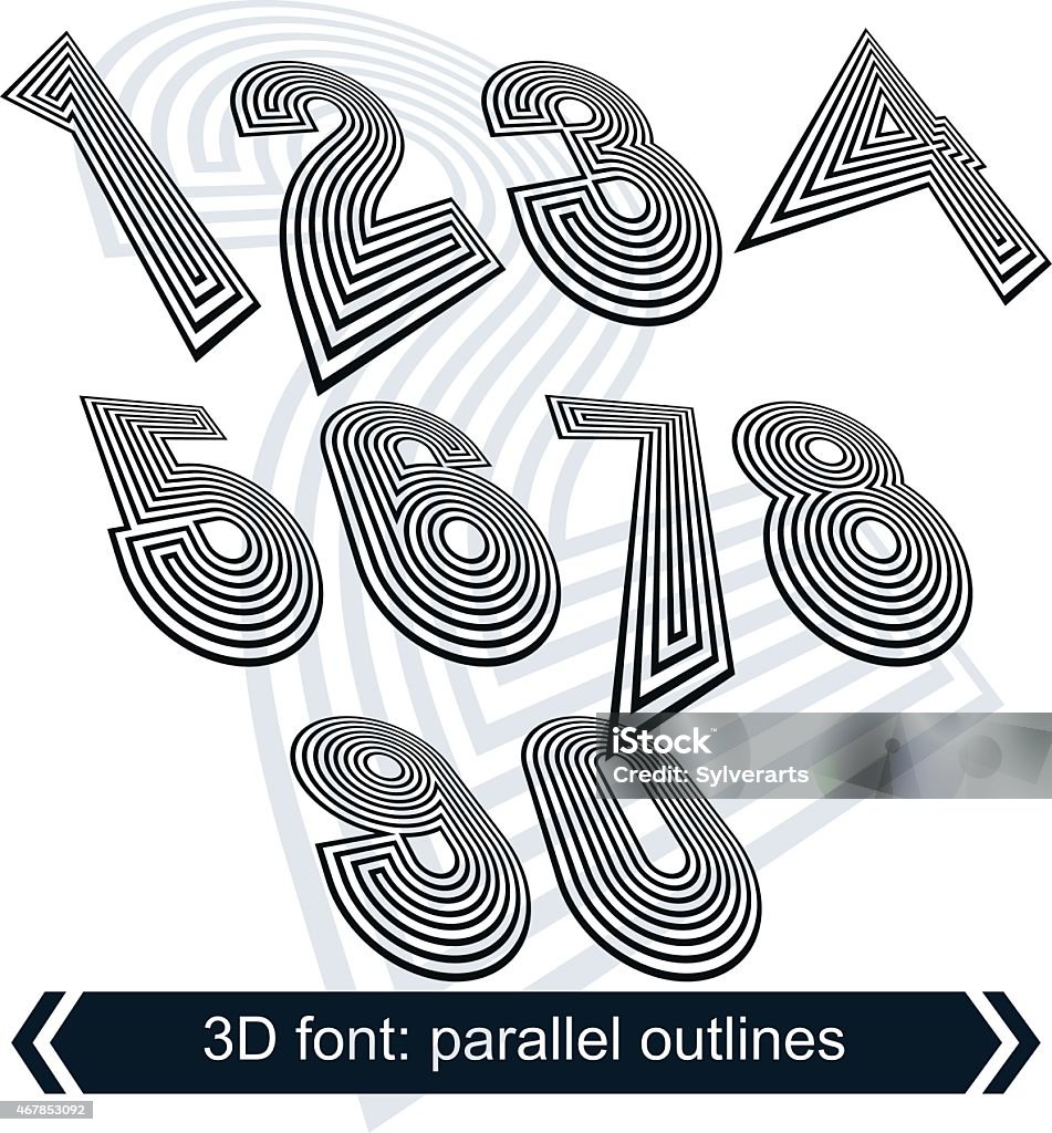 Sideways Numbers Geometric Retro Style Graphic Numbers In Rotation Vector Stock ...