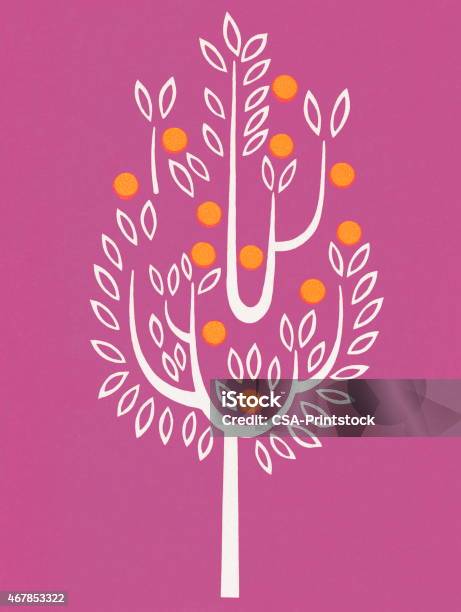 Tree Stock Illustration - Download Image Now - 2015, Branch - Plant Part, Citrus Fruit