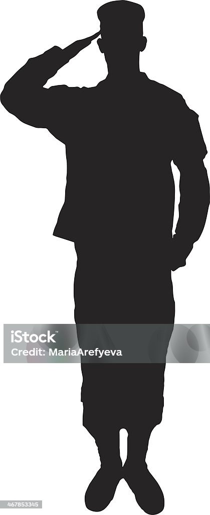 Saluting army soldier's silhouette on white Armed Forces stock vector