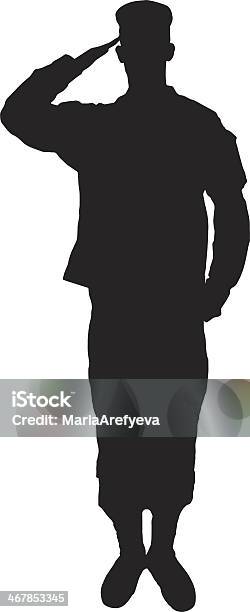 Saluting Army Soldiers Silhouette On White Stock Illustration - Download Image Now - Armed Forces, Saluting, In Silhouette