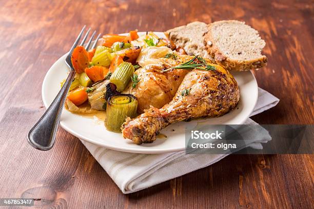 Roasted Chicken Leg Stock Photo - Download Image Now - Animal Body Part, Animal Leg, Animal Limb