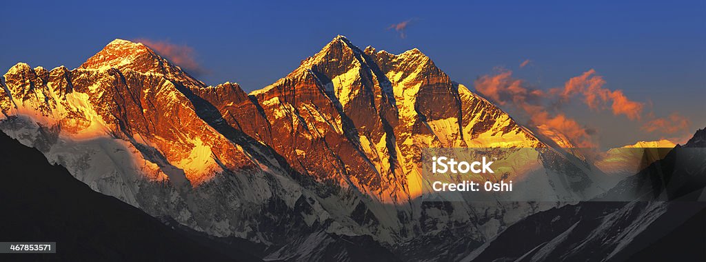 Everesteworld_continents.kgm ao pôr do sol - Royalty-free Monte Everest Foto de stock