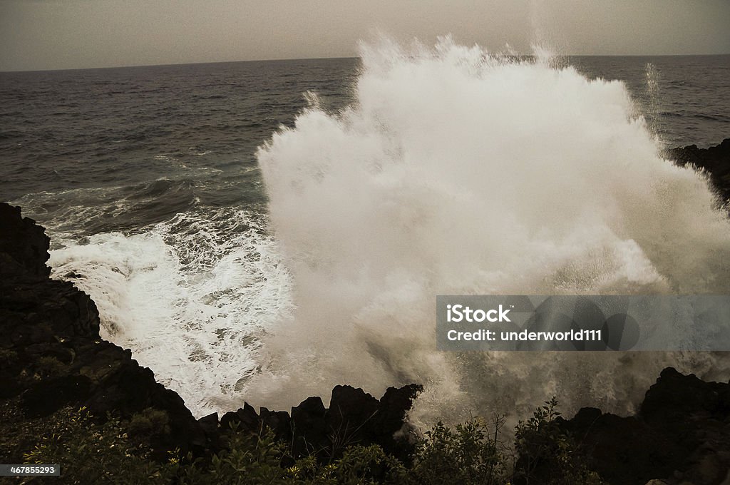 Strong Waves Strong Waves Crashing on the Volcanic Coast in Tenerife Canary Islands Atlantic Islands Stock Photo