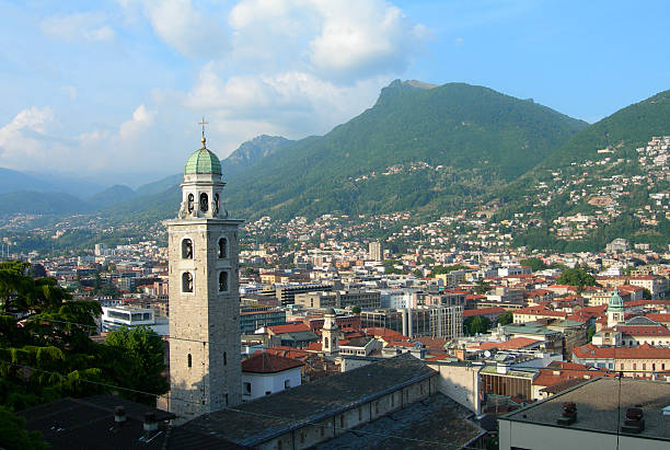 istock Aerial view of Lugano, Switzerland 467855769