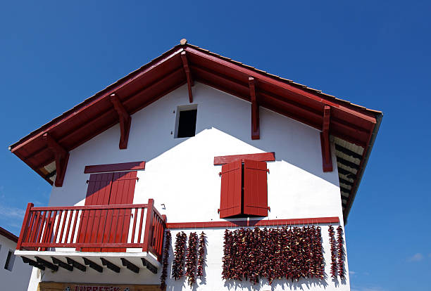  Espelette chili on Basque house in espelette village