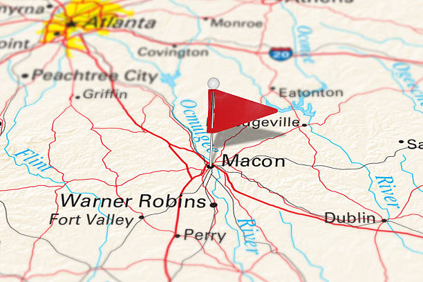 マコン、ジョージア州、アメリカ合衆国-都市にマップシリーズ - macon ストックフォトと画像