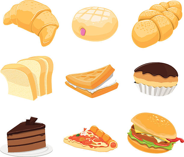 bakery2 - bread baked illustration and painting vector stock-grafiken, -clipart, -cartoons und -symbole