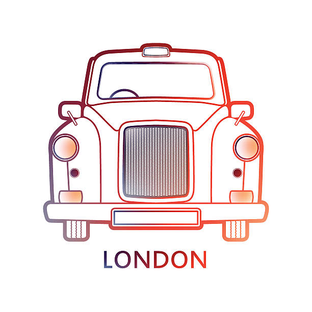 London symbol  - black cab icon Colorful and linear graphics - Modern design outline, black taxi stock illustrations