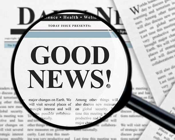 Good news headline Good news headline under magnifying glass good news stock pictures, royalty-free photos & images