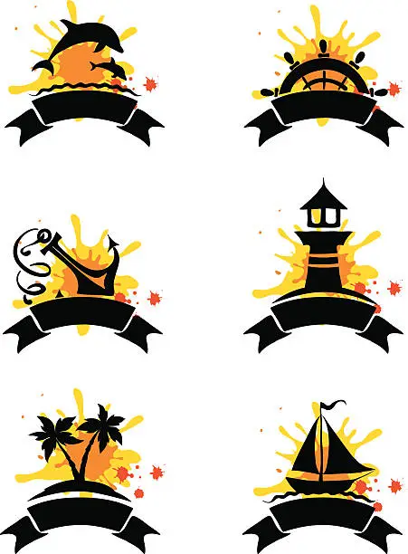 Vector illustration of Set of abstract illustrations - sea theme