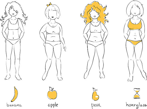 illustration-weibliche arten von zahlen - sensuality women apple naked stock-grafiken, -clipart, -cartoons und -symbole