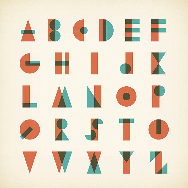 vintage alphabet typography font on textured paper vector art illustration