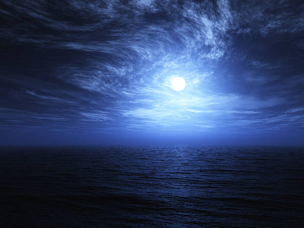 istock 3D render of moon and sea background 467862538