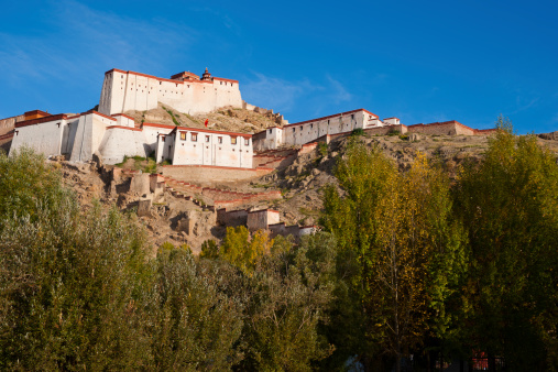 Zongshan castle. Taken in the Gyangtse(Gyangze) of Tibet.  The castle is used to be a government office. The monument commemorates anti British war martyrs