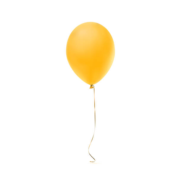 żółtym balon ikona na białym tle - yellow balloon stock illustrations