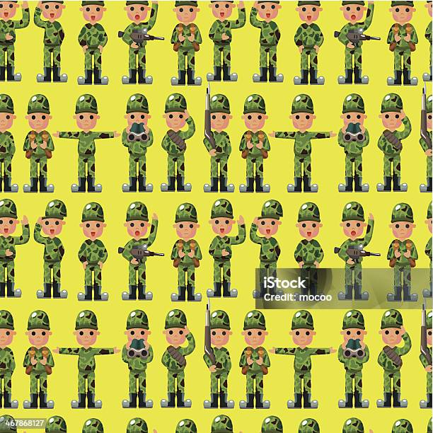 Cartoon Soldier Seamless Pattern Stock Illustration - Download Image Now - Adult, Armed Forces, Army