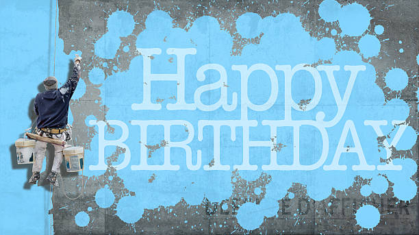 istock Happy Birthday wall blue 467870994