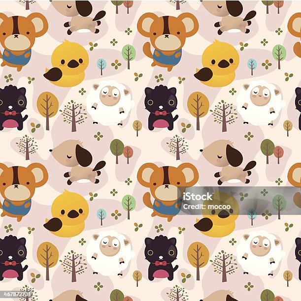 Cartoon Animal Seamless Pattern Stock Illustration - Download Image Now - Animal, Animal Markings, Animal Wildlife