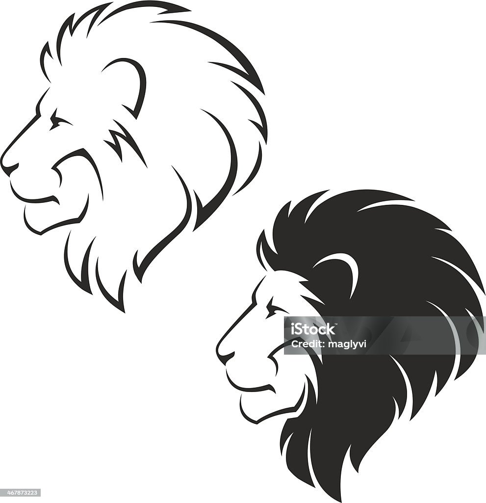 Lion head symbol Two vector symbols with lion head in profile Lion - Feline stock vector