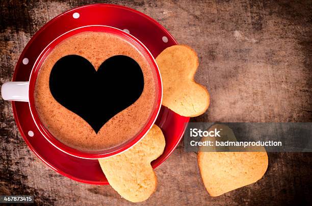 Coffee And Cookies Stock Photo - Download Image Now - Cookie, Heart Shape, Coffee - Drink