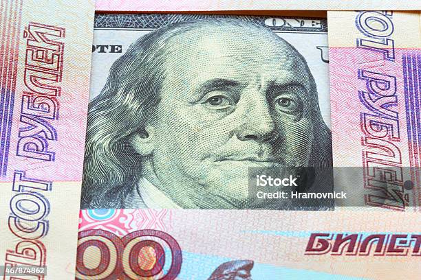 Banknotes Of Rubles And Dollars Stock Photo - Download Image Now - 2015, Backgrounds, Banking