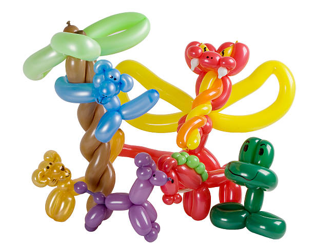 istock Multicolored balloon animals on white background 467877734