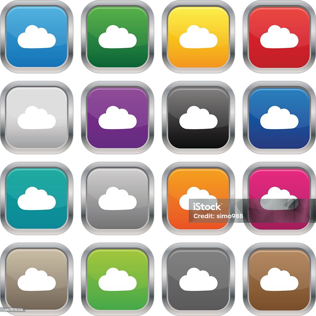 Cloud metallic square buttons Cloud metallic square buttons in various colors(16 colors) on white background - Vector eps10 - This vector contains tranparency. 2015 stock vector