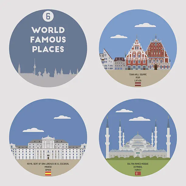 Vector illustration of World famous places