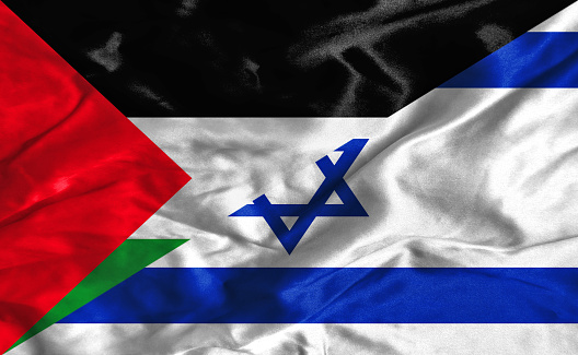 3d illustration flag of Israel. Close up waving flag of Israel.