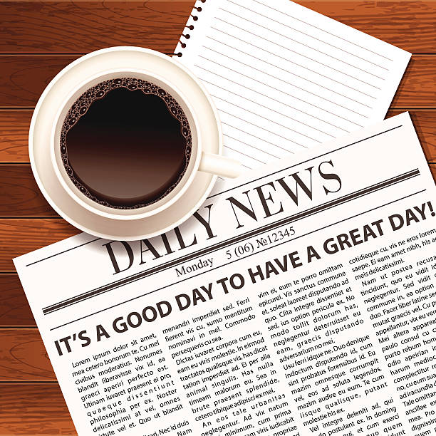 istock Illustration with the newspaper and a cup of coffee 467879138