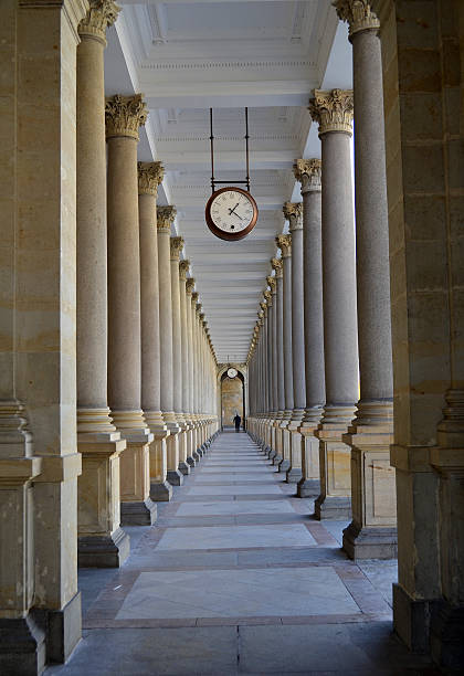 istock hall at the train station and hanging clock 467879632