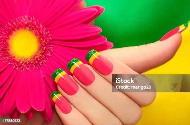Multicolored Manicure Stock Photo - Download Image Now - Beautiful People, Beauty, Beauty In Nature