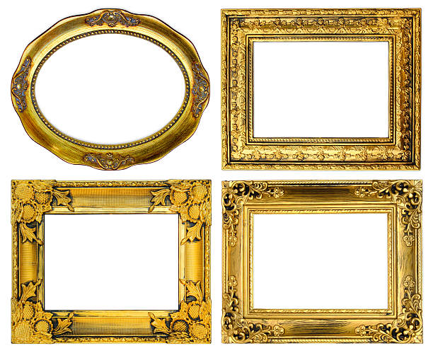 istock antique gold frame on the white background 467881261