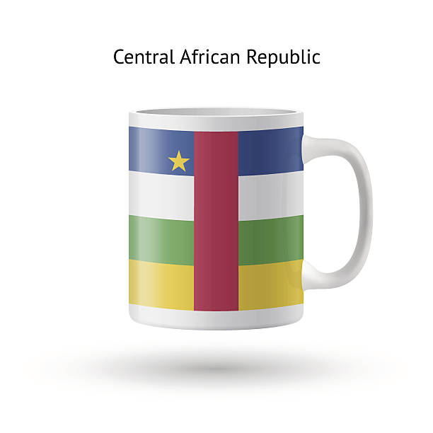 stockillustraties, clipart, cartoons en iconen met central african republic flag souvenir mug on white background. - central heating