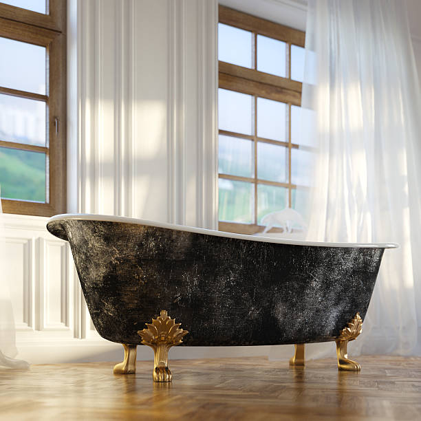 istock Luxury Retro Bathtub In Modern Room Interior 2d Version 467886749