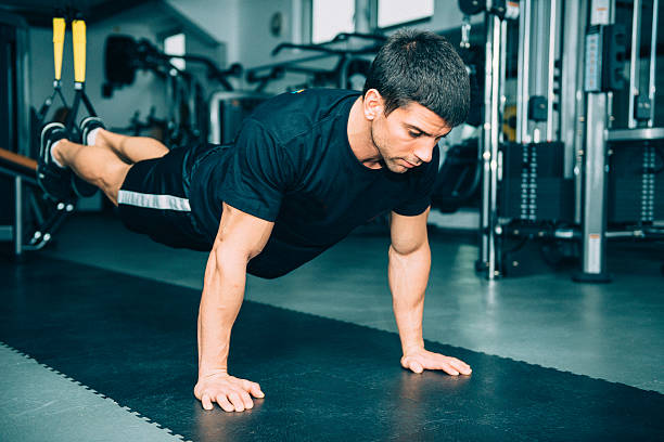 istock Man's fitness - TRX exercising 467889426